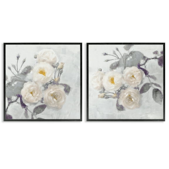 Stupell Industries Country Blossoms Bundle Floral Painting Black Framed Art Print Wall Art, 12 x 12, Set of 2