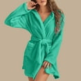 thumbnail image 7 of Bcresic Clearance Womens Nightgowns Plush Hooded Robes Fuzzy Sherpa Pajamas Cropped Loungewear Daul Fleece Sleepwear Winter Warm Nightgown with Waisthand Saving,Mint Green,Small, 7 of 7