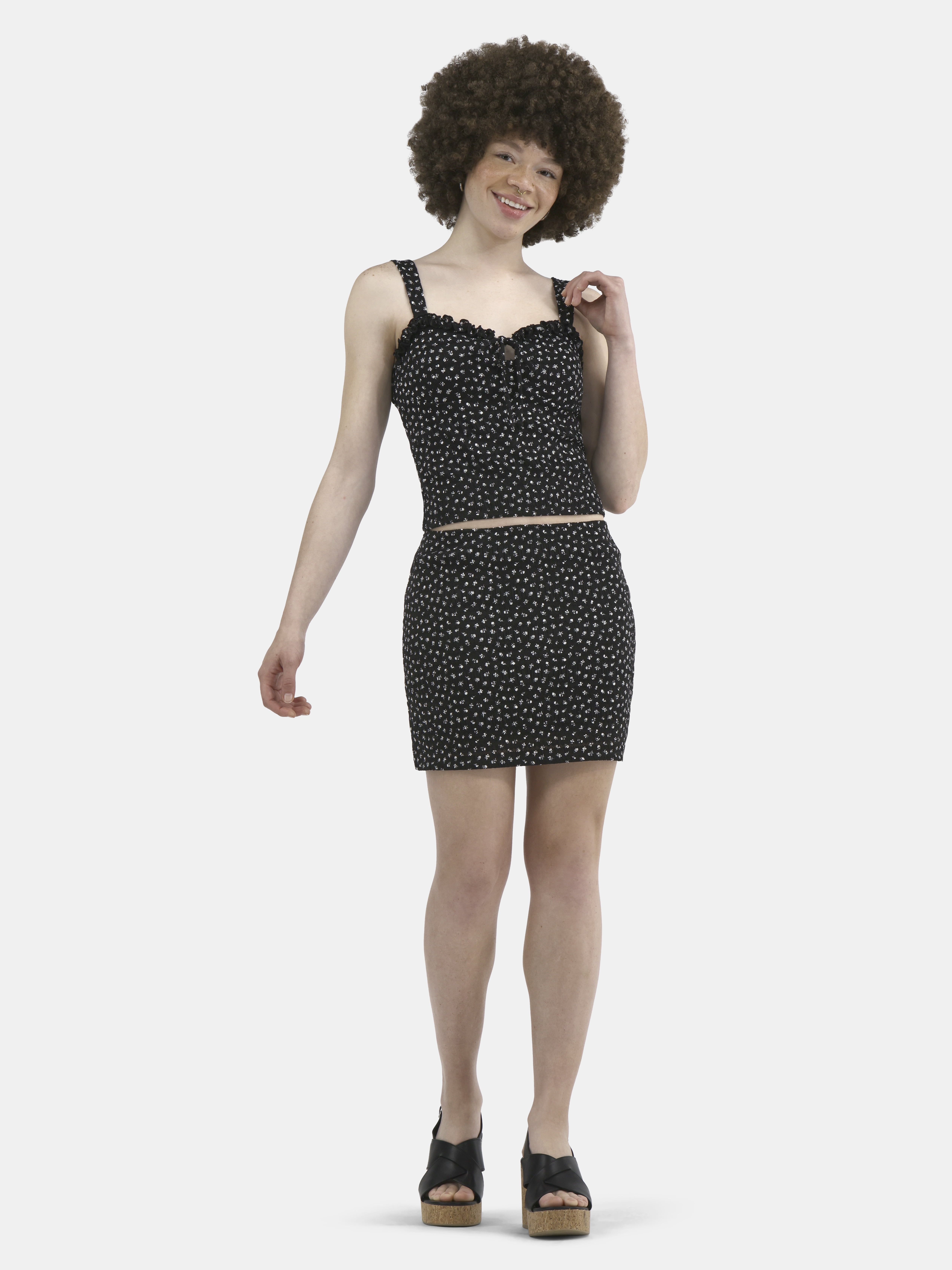 No Boundaries Lace Top and Mini Skirt Set, 2-Piece, Women's