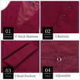 thumbnail image 3 of HISDERN Mens Suit Vest Lightweight Slim Fit Formal Waistcoat V-Neck Dress Vest for Weddings, Red, 3 of 8