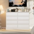 thumbnail image 3 of 51" Wide Storage Organizer Chest of Drawers, 8 Drawer Dressers, Chest of Drawers with Deep Drawers, Large Double Dresser for Closet with Wide Top, Horizontal Wooden Dresser for Living Room, Hallway, 3 of 8
