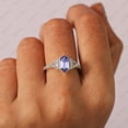 thumbnail image 5 of Tanzanite & Trillion Diamond Ring, 925 Sterling Silver Ring, Hexagon Cut Ring, Handmade Jewlery, Wedding Ring, Party Wear Ring., 5 of 5