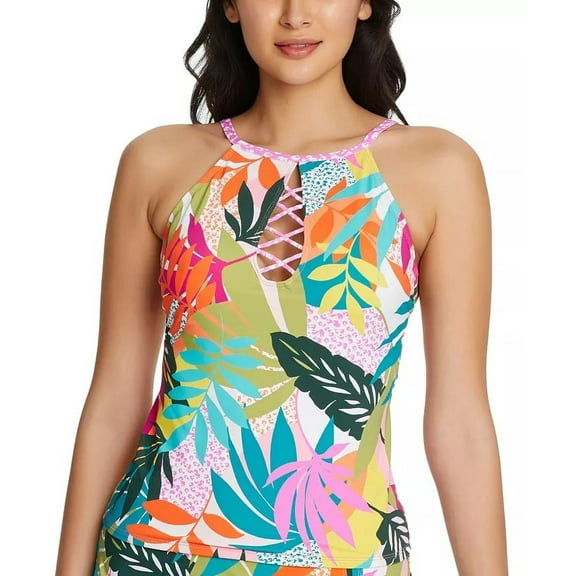 Bleu Rod Beattie MULTI Wild at Heart High-Neck Tankini Swim Top, US 10