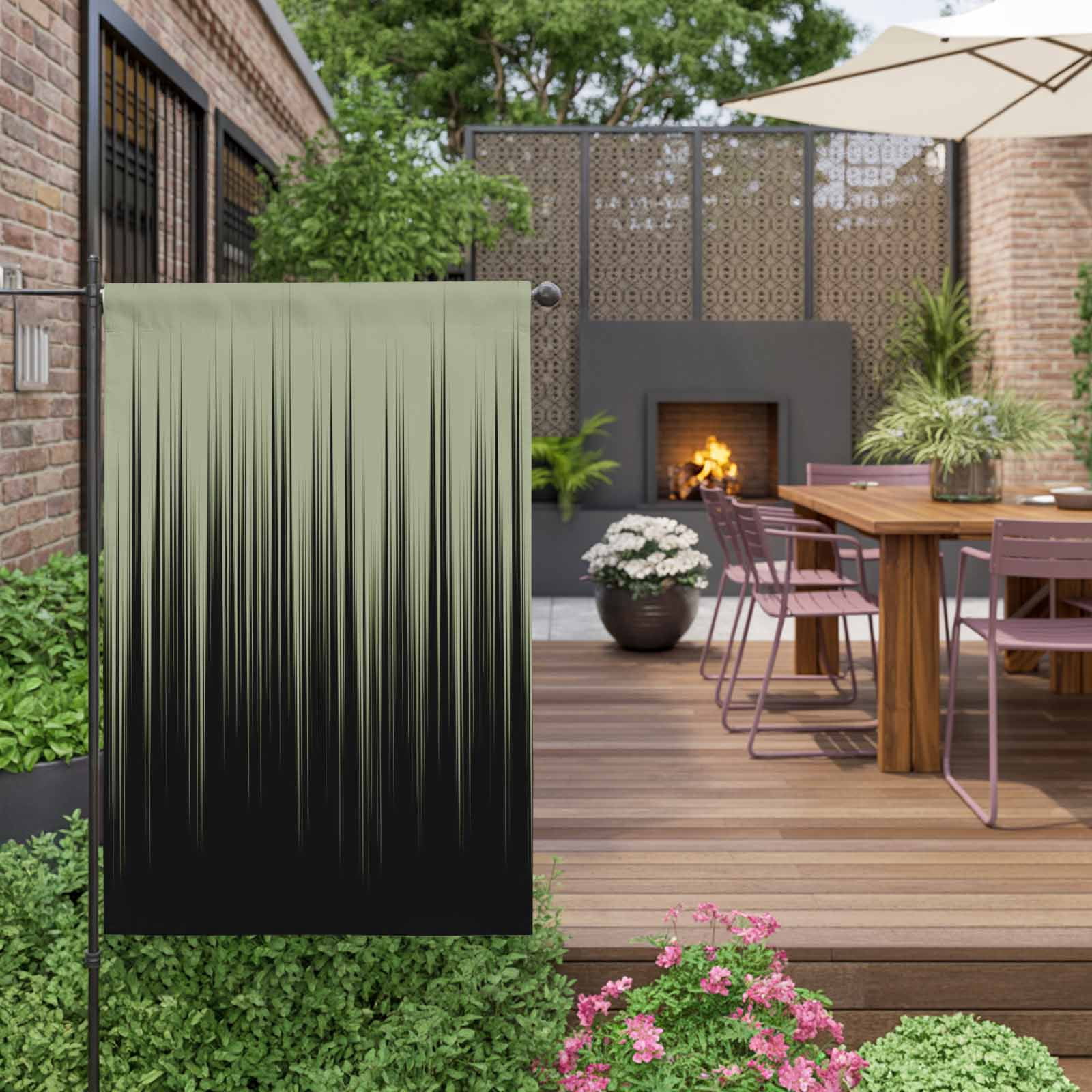 Black Green Ombre House Flag 28 x 40 Inches, Abstract Modern Lines Gradient Weather Proof Outdoor Patio Flags Double Sided Small House Decoration for Yard Lawn Outside Home