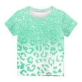 thumbnail image 4 of NAISIBABY Summer Girls Short Sleeve Printed T-Shirt, Kids Round Neck Casual Daily Versatile Tops Green 7-8T, 4 of 4