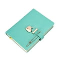 thumbnail image 3 of Uxcell B6 Diary with Lock and Key, Journal with Lock Cute Journaling Leather Notebook Journal Diary Heart Lock, Green, 3 of 4