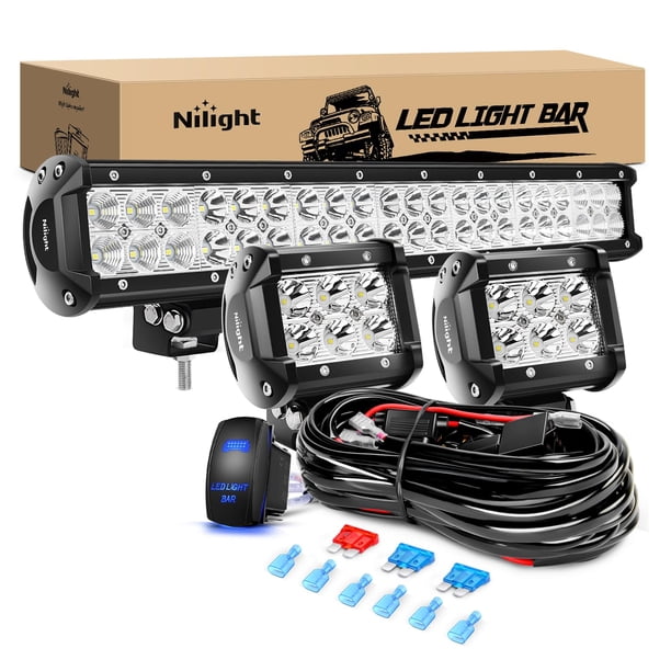Barra de luces LED Nilight, 20 cm, 126 W, Spot Flood Combo + 2 cápsulas