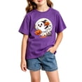 thumbnail image 2 of Zylarhe Boys Halloween Shirts Short Sleeve Crewneck Casual Summer Fashion Top with Cute Print for Kids Purple 11-12 Years, 2 of 4