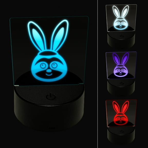 Easter Sloth with Bunny Ears LED Night Light Sign 3D Illusion Desk Nightstand Lamp