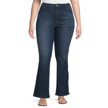 Terra & Sky Women's Plus Size Tummy Control Pull On 4 Pocket Jean with ...