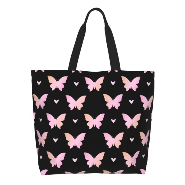Balery Gradient Butterfly Bolsa Tote Estilo Estético con Cremalleras, Bolsa de Hombro, Bolsa de Compras Grande y Plegable