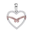 thumbnail image 1 of Pendentif Cœur Diamant Rond en Or Rose Ton Blanc 10kt 1/6 Cttw, 1 of 1