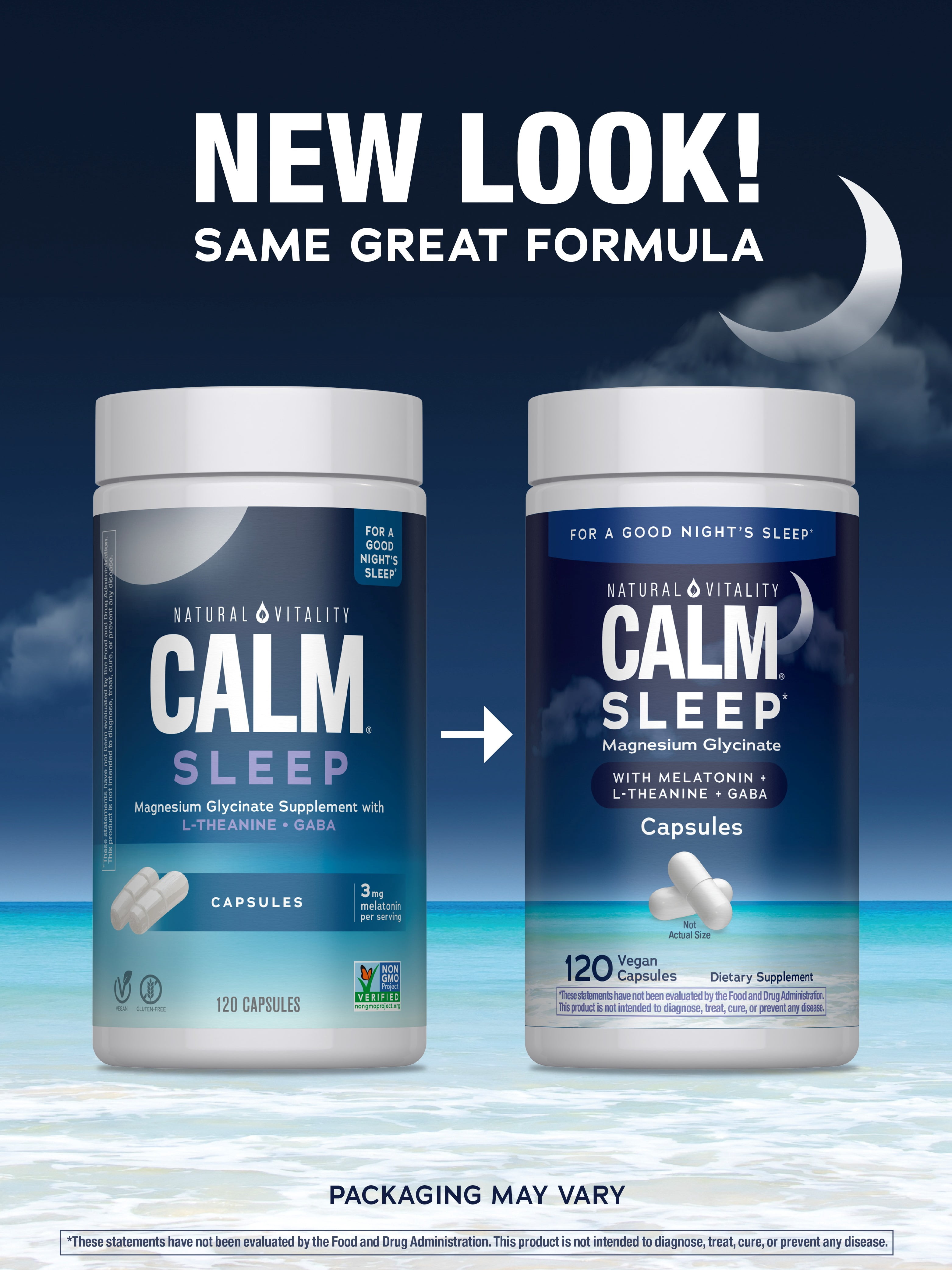 Calm Sleep Magnesium Supplement with Melatonin & Magnesium Citrate | 120 Capsules | by Natural Vitality