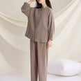 thumbnail image 2 of Womens Sets Silk Pajamas for Women Elegant Women's Pajama Sets Soft V Neck Stylish Loose Comfortable Sleepwear for Relaxation or Casual Outings, 2 of 6