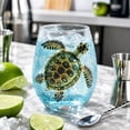 thumbnail image 4 of Homellea Artisanal Sea Turtle Glassware, 2D Turtle Stemless Wine Glass, 4.2 Inch Animal Drinking Glass with Blue Green Artwork for Cocktails, Water, Juice, Home Bar and Beach Lover Gift, 4 of 7