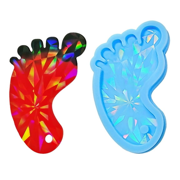 Milue Cute Small Foot Keychain Silicone Mold Resin Casting Mould for Jewelry Making