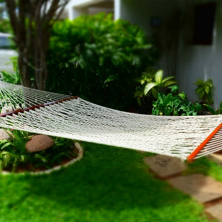 Double Swing Patio Doors Sol Lving Cotton Close Weave and Crochet Hammock Double 55 x 82 Inches Durable Swing Bed Comfortable Hanging Bed Lightweight Portable Traveling Cotton Hammock ()