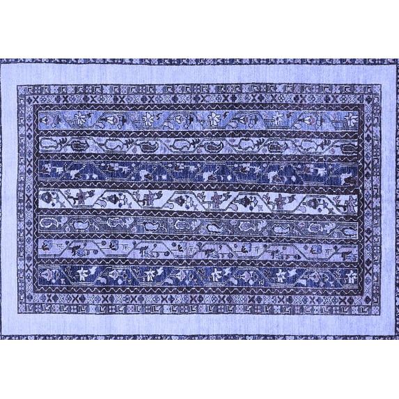 Ahgly Company Indoor Rectangle Abstract Blue Modern Area Rugs, 3' x 5'
