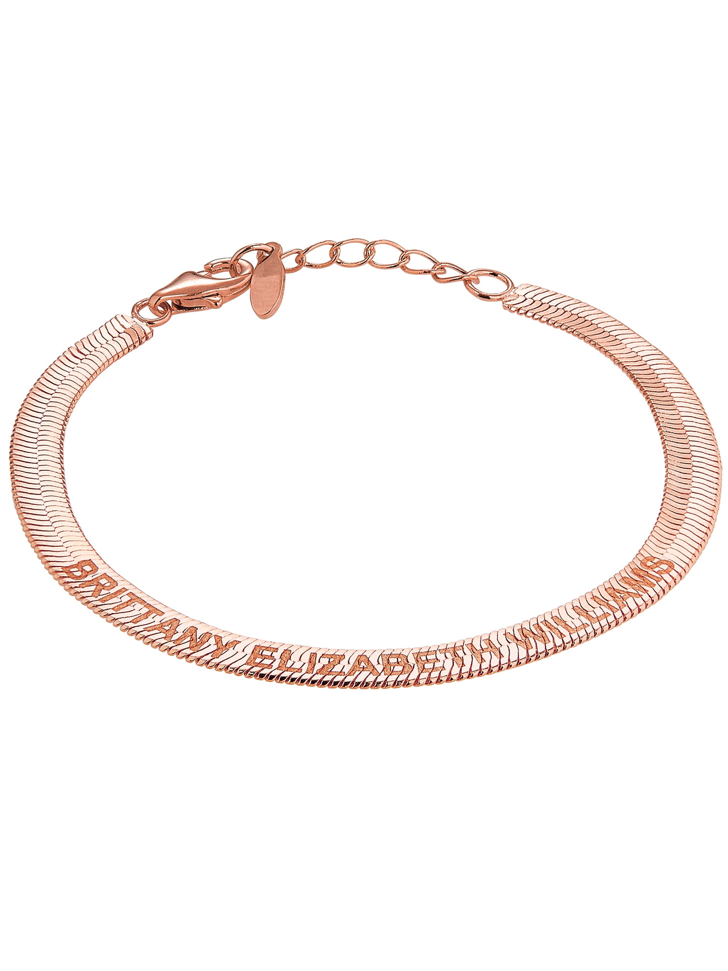 Personalized Planet Women's Engraved Herringbone Bracelet 7+1"
