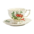 thumbnail image 3 of Juego de Taza Y Platillo de Café, Estilo Vintage con Borde Dorado Y Estampado de Fresas, Adecuado para Oficina, Hogar, Cafetería, Restaurante Y Celebr, 3 of 9