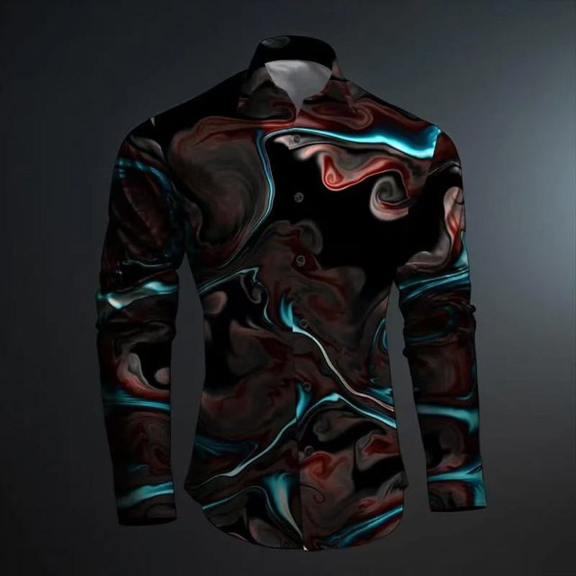 Camisa de lujo de moda para hombre, camisa de moda casual, camisa estampada de manga larga para hombre