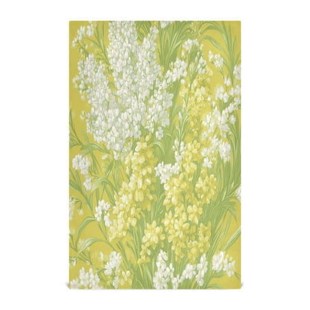 

Yellow and White Flower Pattern Decorative Waffle Towel Kitchen Dishcloth 28x18in Multi-Use Tea Towel