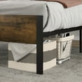 Amolife Queen Size Metal Platform Bed Frame with Industrial Wood