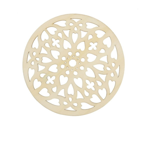 Worgeous Unfinished Wood Cutout Chips Hollow Wooden Slices for DIY Arts Crafts Ornaments (Round)
