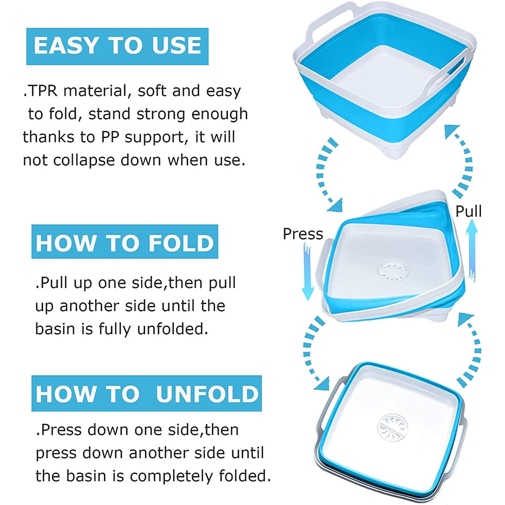 Topwoner Collapsible Wash Basin Camping Foldable Dish Tub for Home Travel Kitchen, Camping, RV, Space Saving, Size: Small