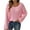 Pink, variant on HAiming Women's Trendy off Shoulder Sweater Solid Long Sleeve Creneck Pullover Ribbed Knit Casual Loose Jumper Tops