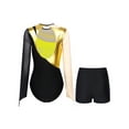 thumbnail image 4 of Raenseen Women Metallic Gymnastic Leotard With Shorts Ballet Dance Bodysuit Ballerina Dancewear Gold XXL, 4 of 9