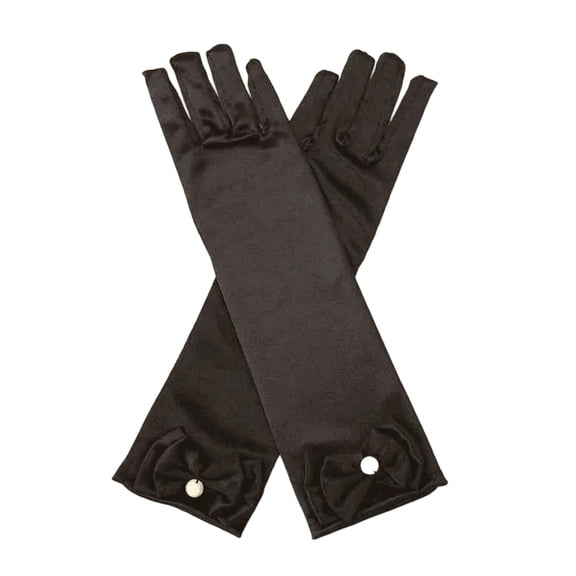 YHCY Princess Gloves for Women Long Satin Bows Gloves Elbow Legnth Gloves Bridal Dance Dress Gloves for Evening Events Birthday Wedding Cosplay Costume Tea Party Satin Gloves Black One Size
