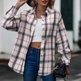 thumbnail image 2 of Womens Plaid Shacket Jacket Fall Fashion 2025 Long Sleeve Button Up Flannel Shirt Winter Clothing Woolen Coats Gray,M, 2 of 6