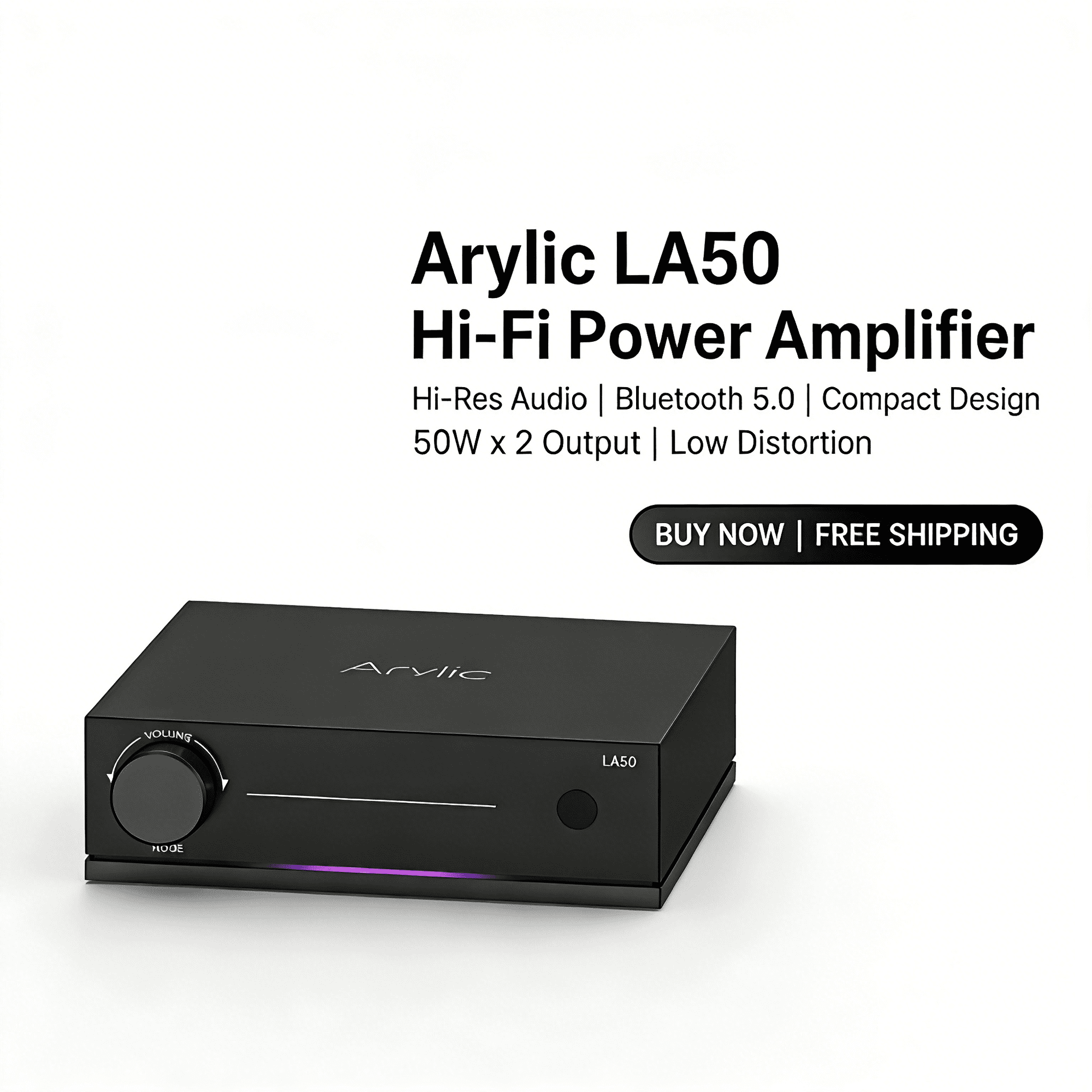 Arylic LA50 Wireless Streaming Amplifier 50Wx2 Stereo Receiver with AirPlay 2 Google Cast Spotify TIDAL Connect HDMI ARC Bluetooth 5.0 for Home Theater Multiroom Passive Speakers