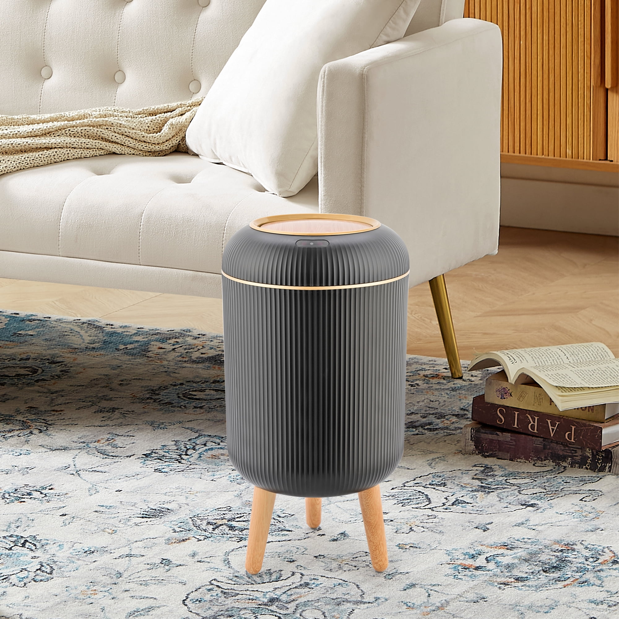 SUSLAS Trash Can with Motion Sensor, Touchless Automatic Lid and Waterproof Design, Smart Waste Bin for Bathroom Kitchen, 2.6 Gallon Plastic, Black