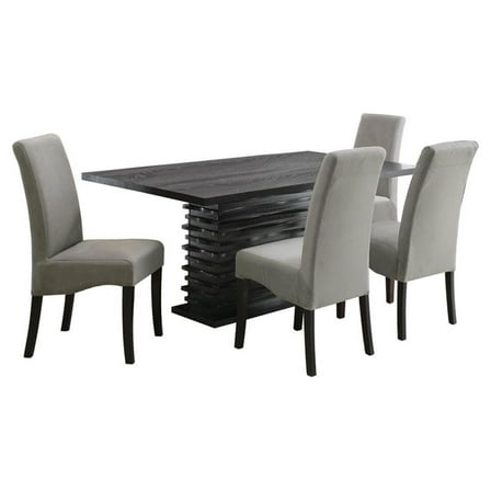 Maklaine Contemporary 5-piece Rectangular Wood Dining Set Black and Gray