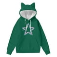 thumbnail image 4 of Sakmal Womens Hooded Sweatshirts Green Cute Sweatshirts Comfy Stars Print Hoodies with Pockets, 4 of 5
