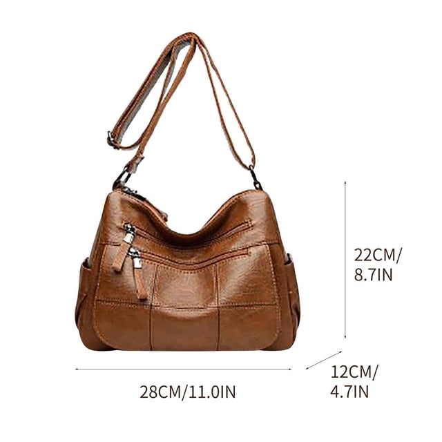 Nouveau Sac Bandoulière en Cuir Grande Capacité Multi Compartiments pour Femmes