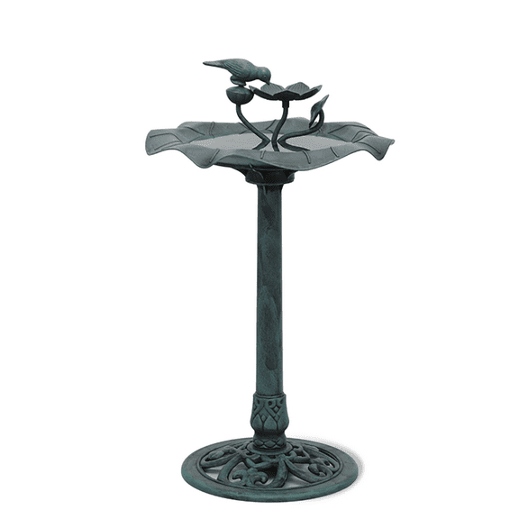 BEZT 28'' 2 Tiers Bird bath Water Fountains W/Bird Figurines Outdooror Decor,Green