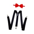 thumbnail image 4 of TISHITA Bretelles pour Hommes avec Nœud Papillon Forme en Y Bretelles Réglables pour Cosplay Travail Halloween Noir Rouge, 4 of 8