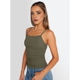 thumbnail image 4 of Womens Adjustable Camisole Sleeveless Square Neck Spaghetti Strap Tank Tops Basic Shirt Green XS, 4 of 8