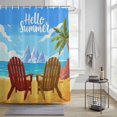 thumbnail image 4 of Hello Summer Shower Curtains for Bathroom, Beach Sandy Chairs Bird Green Tree Coastal Washable Fabric Shower Curtain with Hooks Waterproof Bathroom Decor Sets, 72 x 72 Inches, 4 of 9