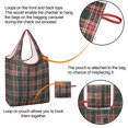 thumbnail image 4 of 5 Pack Foldable Shopping Bag,Green and Red Christmas Plaid Pattern Reusable Grocery Bags with Pockets,Large Reusable Tote Bags with Handles Waterproof & Lightweight, 4 of 6