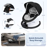Baby Swing for Infant, Caveen Electric Bluetooth Music Bouncer Rocker with 5 Sway Modes, 3 Timing, Removable Cushion, Black