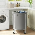 thumbnail image 6 of Laundry Basket with Wheels, 45 Gallons Rolling Laundry Hamper with Removable Bag and Steel Frame, Round Laundry Cart with 4 Casters, Ideal for Bedroom, Bathroom, Laundry Room, Gray, 6 of 16
