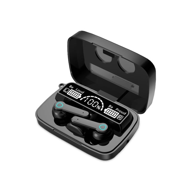 Cateissary Auriculares intrauditivos Auriculares inalámbricos recargables compatibles con Bluetooth con micrófono LED Auriculares para llamadas de música Cables de audio/vídeo