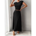 thumbnail image 4 of Women's Short Sleeve Slim Fit Long Dress Set - 92% Viscose, 8% Elastane, 4 of 8