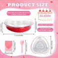 thumbnail image 2 of 8 Inch Heart Shaped Cake Pans with Lids and Spoons, 24 Pack Large Disposable Aluminum Foil Heart Cake Pan, Cakes Pans Sets for Baking Cups Red, Cupcake Baking Cups for Valentine‘s Day Party, 2 of 4