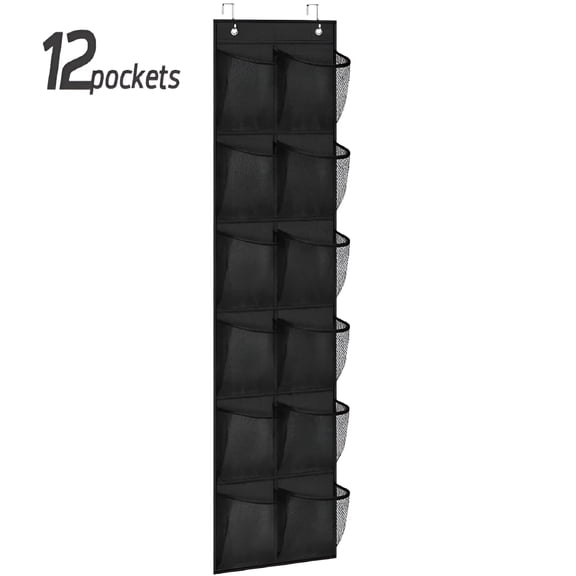 XIBUFE Hanging Shoe Rack Organizer Over the Door Shoe Organizer 12/14 Large Breathable Mesh Pockets Slippers Organizer Shoe Storage