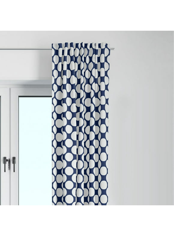 Bacati - Single Light Filtering Curtain Panel Mix N Match Large Dots Navy